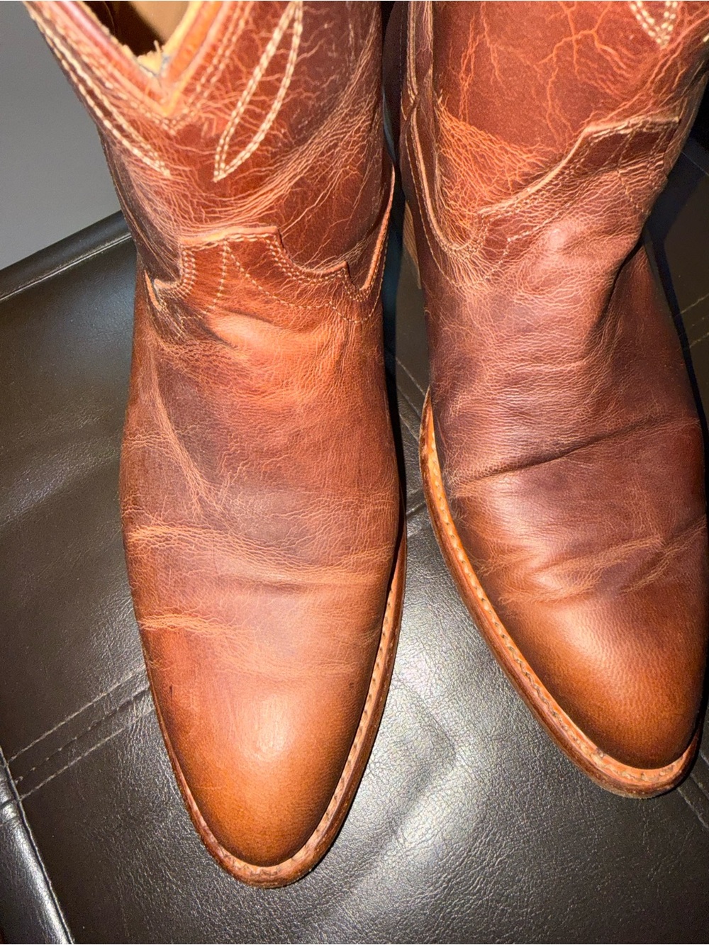 Tecovas Chestnut Brown Leather Western Ankle Boots